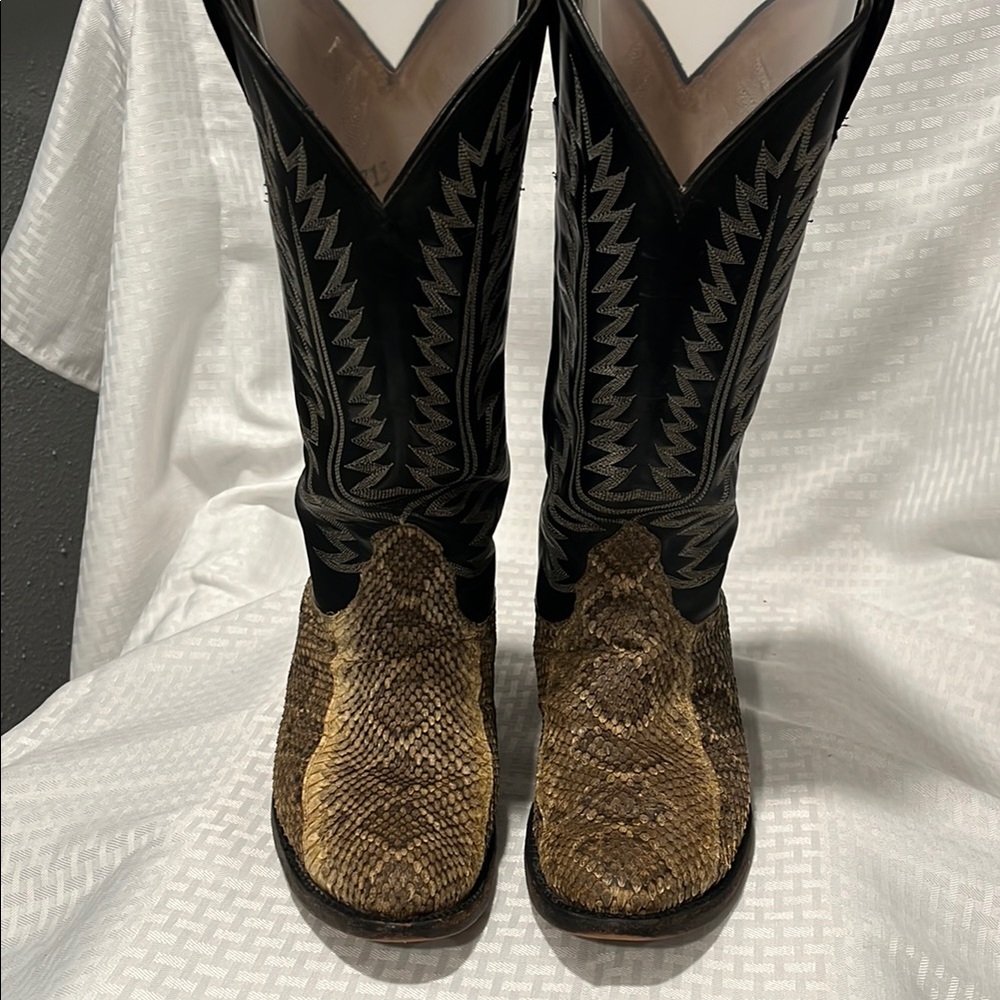 Cowtown Amazonas Snake Skin Black and Brown Western Boots